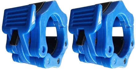 2 Stuks Plastic Gym Fitness 50 Mm Bodybuilding Krachttraining Gewichtheffen Bar Kragen Barbell Klemmen Quick Release Halter Blauw