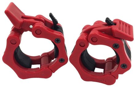 2 Stuks Plastic Gym Fitness 50 Mm Bodybuilding Krachttraining Gewichtheffen Bar Kragen Barbell Klemmen Quick Release Halter Rood