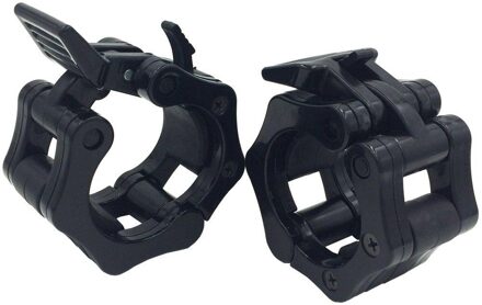 2 Stuks Plastic Gym Fitness 50 Mm Bodybuilding Krachttraining Gewichtheffen Bar Kragen Barbell Klemmen Quick Release Halter zwart