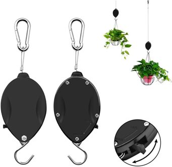 2 Stuks Plastic Intrekbare Katrol Opknoping Mand Pull Down Hanger Tuin Bloem Plant Manden Potten Tuin Gereedschap Ondersteuning Onder 15kg