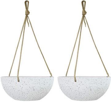 2 Stuks Plastic Opknoping Pot Plant Hanger Ketting Opknoping Mand Bloempot Plant Holder Tuin Balkon Home Decor Varens 2stk speckled wit