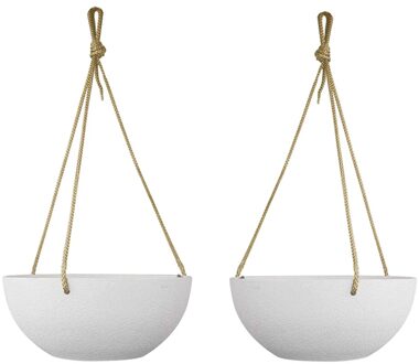 2 Stuks Plastic Opknoping Pot Plant Hanger Ketting Opknoping Mand Bloempot Plant Holder Tuin Balkon Home Decor Varens 2stk wit