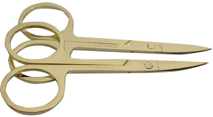 2 stuks Professionele licht goud Nail Schaar Manicure Voor Nagels Wenkbrauw Neus Wimper Cuticle Schaar Gebogen Makeup Tools