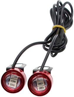 2 Stuks Rode 12V 5W Motorfiets Achteruitkijkspiegel Eagle Eye Flash 3 Led Licht Waterdicht Drl Night Veiligheid signaal Lichten Aluminium