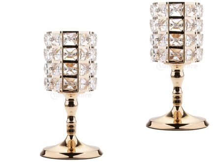 2 Stuks Romantische Sparkle Crystal Kralen Votive Theelichtje Kandelaars Bruiloft Centerpieces 8.66 ''H