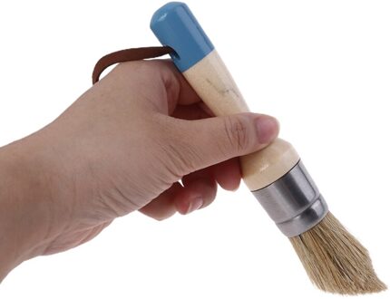 2 Stuks Ronde En Wees Krijt Verf Wax Borstel Ergonomische Houten Handvat Borstel
