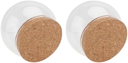 2 Stuks Ronde Vormige Glazen Display Cover Glazen Pot Container Bewaard Bloem Cover