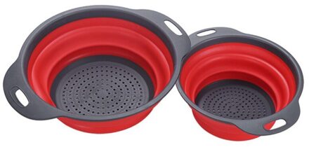 2 Stuks Ronde Vouwen Gefilterd Mand Fruit Groente Intrekbare Siliconen Afvoer Wassen Mand Keuken Opslag Gereedschap