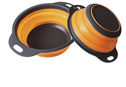 2 Stuks Ronde Vouwen Gefilterd Mand Fruit Groente Intrekbare Siliconen Afvoer Wassen Mand Keuken Opslag Gereedschap