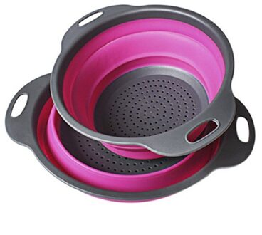 2 Stuks Ronde Vouwen Gefilterd Mand Fruit Groente Intrekbare Siliconen Afvoer Wassen Mand Keuken Opslag Gereedschap