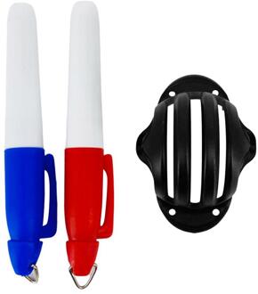 2 Stuks Rood Blauw Golfbal Liner Markers Pen Alignment Tool Liner Bal Markering Pen Tekening Levert 3