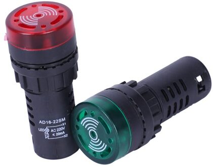 2 Stuks Rood Groen Led Buzzer Beep Indicator Licht 22Mm Ac 220V AD16-22SM