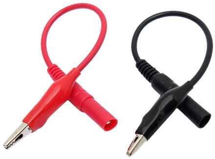 2 stuks Rood + Zwarte Banaanstekker Naar Gehuld Koperen Elektrische Klem Alligator Clip Test Kabel Leads Voor Multimeter Testen probe