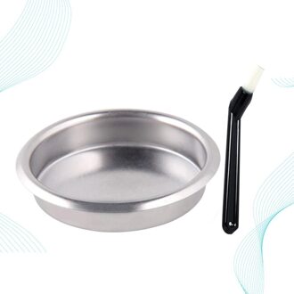 2 Stuks Rvs Blind Filter Met Reinigingsborstel Voor Espressomachine Maker Terug Flush Insert Mand
