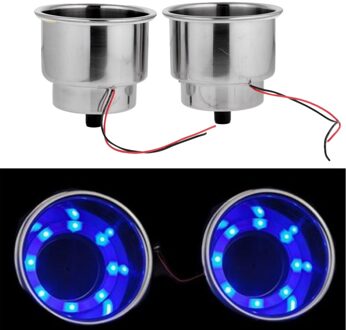 2 Stuks Rvs Cup Drink Fles Houder 8 Led Boot Auto Camper Gemonteerd