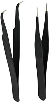 2 Stuks Rvs Gebogen + Straight Wimper Extension Tweezer Set Multi-Functionele Pincet Makeup Tools