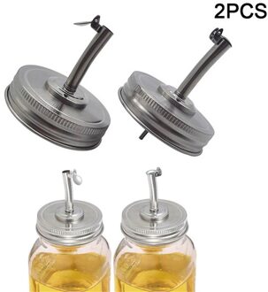 2 Stuks Rvs Jar Olie Uitloop Deksels Covers Olijfolie Azijn Giet Uitloop Dispenser Met Cover Cap Voor Regelmatige mason Jars