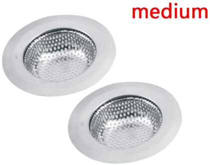 2 Stuks Rvs Keukenapparatuur Riool Handig Filter Vergiet Spoelbak Afdruiprek Riool Keuken Theepot Voorkomen Stopper medium