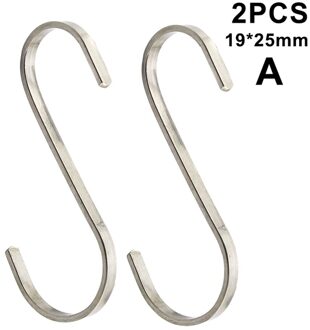 2 Stuks Rvs S Haken Opknoping Kleding Paraplu Keuken Diversen Hanger FHJ889 A 19x25mm