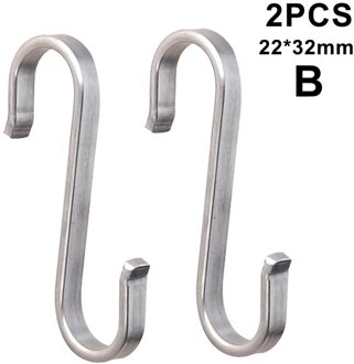 2 Stuks Rvs S Haken Opknoping Kleding Paraplu Keuken Diversen Hanger FHJ889 B 22x32mm