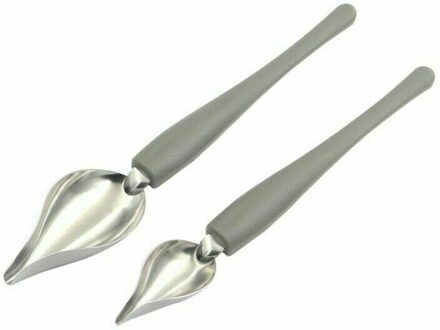 2 Stuks Rvs Saus Schilderen Lepel Pen Lepel Dessert Painting Potlood Set Chef Decoratie Anti-Slip Keuken Accessoires