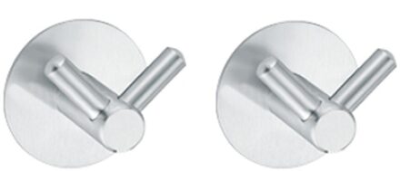 2 Stuks Rvs Zelfklevende Haken Sterke Waterdichte Muur Hanger Voor Sleutels Zakken Jas Handdoek Op Badkamer Keuken Douche