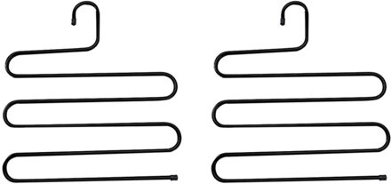 2 Stuks S Vorm Kleerhangers Multilayer Opslag Doek Hanger Multifunctionele Rvs Kleding Handdoek Opslag Doek Rack zwart