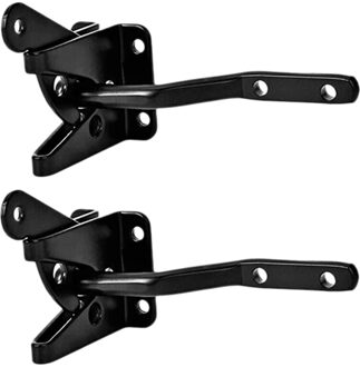 2 Stuks Self Locking Gate Klink Automatische Zwaartekracht Hendel Hek Gate Lock Voor Hout Hek Gate Deurklinken Staal Zwart cnim