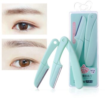 2 stuks/set Van Draagbare Wenkbrauw Wenkbrauwen Facial Ontharing Wenkbrauw Trimmer Set Wenkbrauw Scheermes Vrouwelijke Schaar Tool