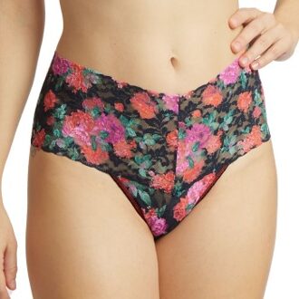 2 stuks Signature Lace Print Retro Thong * Actie * Lila,Versch.kleure/Patroon,Blauw,Roze,Zwart,Wit - One Size