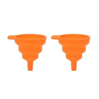 2 Stuks Silicone Inklapbare Hittebestendige Trechters Olie Liquid Transfer Keuken Tool Voor Liquid Transfer Oranje