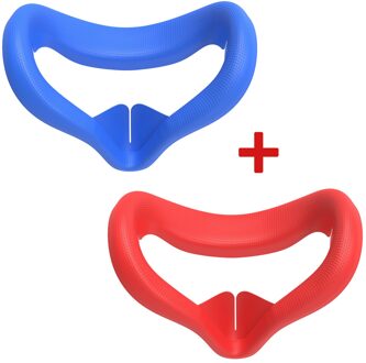 2 Stuks Siliconen Gezicht Cover Voor Oculus Quest 2 Oogmasker Bescherming Pad Vervanging Anti-Zweet Vr Accessoires Anti-Lekkage Licht blauw rood
