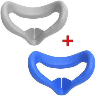 2 Stuks Siliconen Gezicht Cover Voor Oculus Quest 2 Oogmasker Bescherming Pad Vervanging Anti-Zweet Vr Accessoires Anti-Lekkage Licht grijs blauw