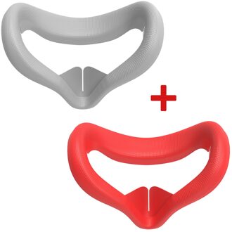 2 Stuks Siliconen Gezicht Cover Voor Oculus Quest 2 Oogmasker Bescherming Pad Vervanging Anti-Zweet Vr Accessoires Anti-Lekkage Licht grijs rood