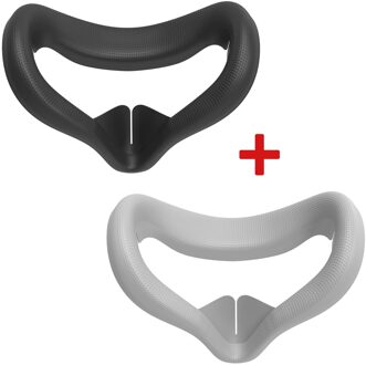2 Stuks Siliconen Gezicht Cover Voor Oculus Quest 2 Oogmasker Bescherming Pad Vervanging Anti-Zweet Vr Accessoires Anti-Lekkage Licht zwart grijs