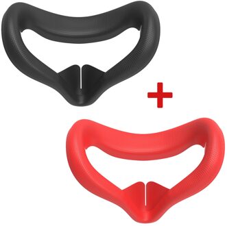2 Stuks Siliconen Gezicht Cover Voor Oculus Quest 2 Oogmasker Bescherming Pad Vervanging Anti-Zweet Vr Accessoires Anti-Lekkage Licht zwart rood