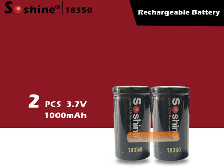 2 Stuks Soshine 18350 Batterij 1000 Mah 3.7V Li-Ion Oplaadbare Batterij Met Batterij Beschermende Opbergdoos