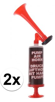2 stuks stadion toeters / luchthoorns met handpomp  24 cm