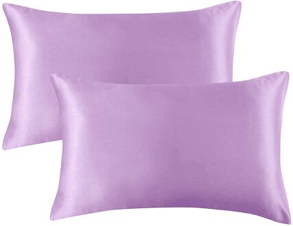 2 Stuks Standaard Formaat (20X26 Inch) satijnen Kussenslopen Met Envelop Sluiting Zijde Satijn Kussenslopen Home Decoratie Kussenhoes Blauw