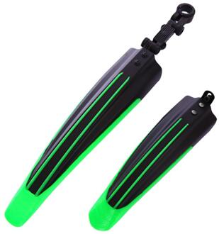 2 Stuks Stijlvolle Mountainbike Fietsen Voor Achter Plastic Spatbord Fenders Set Stijlvolle En Mooie Solid Duurzaam zwart groen