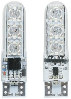 2 Stuks Strobe Rgb Led T10 W5W 194 168 Auto Signaal Lamp 12V 6 Smd 5050 Rgbw Auto Klaring licht Sfeer Lamp Met Afstandsbediening 2 Lights