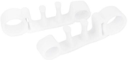 2 Stuks Teenseparators Siliconen Elastische Corrector Stijltangen Toe Spacers Bunion Opluchting Bunion Hallux Valgus Voet wit