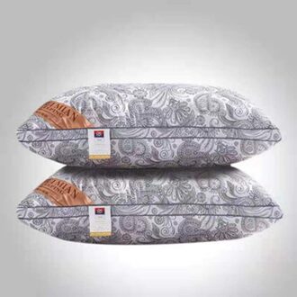 2 Stuks Thuis Kussen Drie-Dimensionale Veer Zijde Katoen Kussen Zachte Elastische Kussen 5 Star Hotel Kussen Slaap Kussens voor Slaapkamer donker grijs