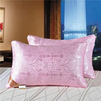 2 Stuks Thuis Kussen Drie-Dimensionale Veer Zijde Katoen Kussen Zachte Elastische Kussen 5 Star Hotel Kussen Slaap Kussens voor Slaapkamer helder roze