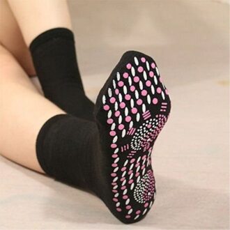 2 Stuks Toermalijn Magnetische Sokken Zelfopwarming Gezondheidszorg Sokken Winter Sokken Comfortabel Ademend Massager Sokken Voetverzorging zwart