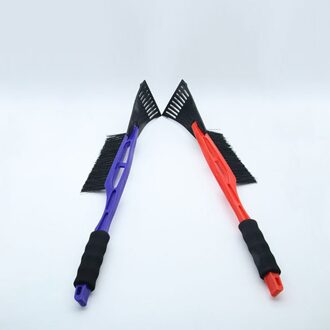 2 Stuks Twee-In-een Multifunctionele Sneeuwschuiver Met Eva Handvat Universele Sneeuwschuiver Verwijderen Borstel Rood