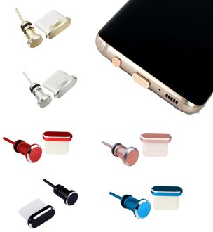 2 Stuks Type C Metalen Poort Opladen Oortelefoon Poort Stof Plug Vervanging Voor Type-C Mobiele Telefoon 3.5 Mm headset Stopper Effen Kleuren blauw