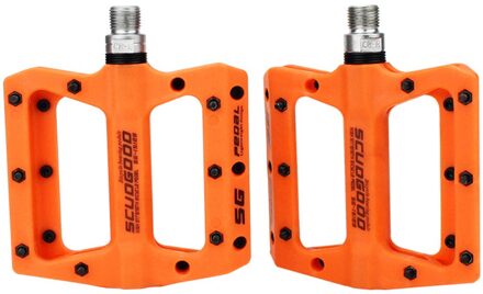 2 Stuks Ultralichte Pedaal Mountainbike Fiets Pedalen Nylon Fiber Racefiets Dragende Pedalen Fiets Antislip pedalen Voor Fiets Deel Oranje