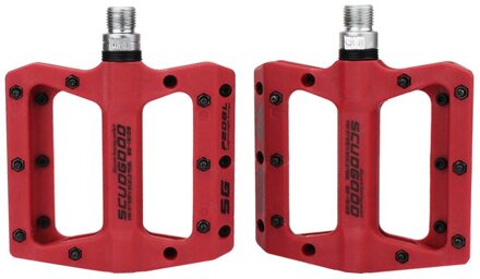 2 Stuks Ultralichte Pedaal Mountainbike Fiets Pedalen Nylon Fiber Racefiets Dragende Pedalen Fiets Antislip pedalen Voor Fiets Deel Rood