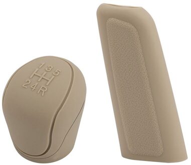 2 Stuks Universele Auto Gear Hand Pookknop Cover Siliconen Handrem Antislip Protectors Handrem Covers Beige